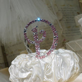 Dalmazio Design Cake Topper Swarovski Initial- 4" Tall Custom Font Clear & Colored Crystal